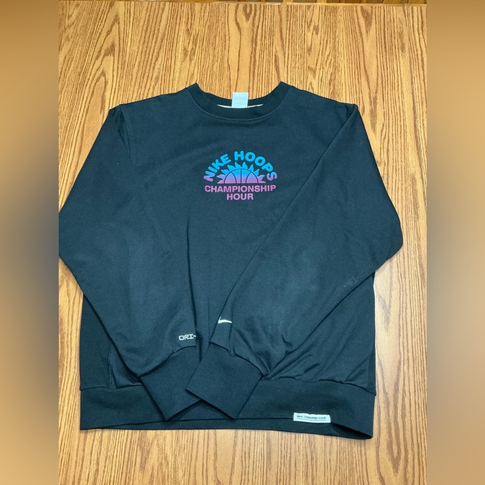 Nike Black Hoops Championship Crewneck Sweater Dri-Fit Medium